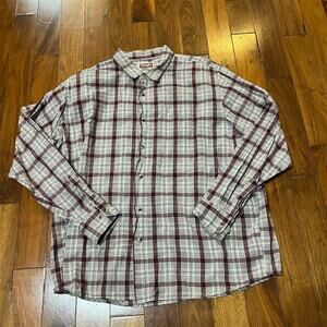 Wrangler Men's 2XL Plaid Long Sleeve Button-Up Shirt Multicolor